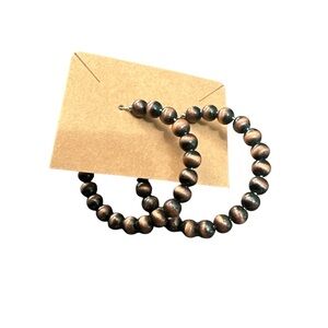 Brown Beaded Hoop Earrings - Women Jewelry